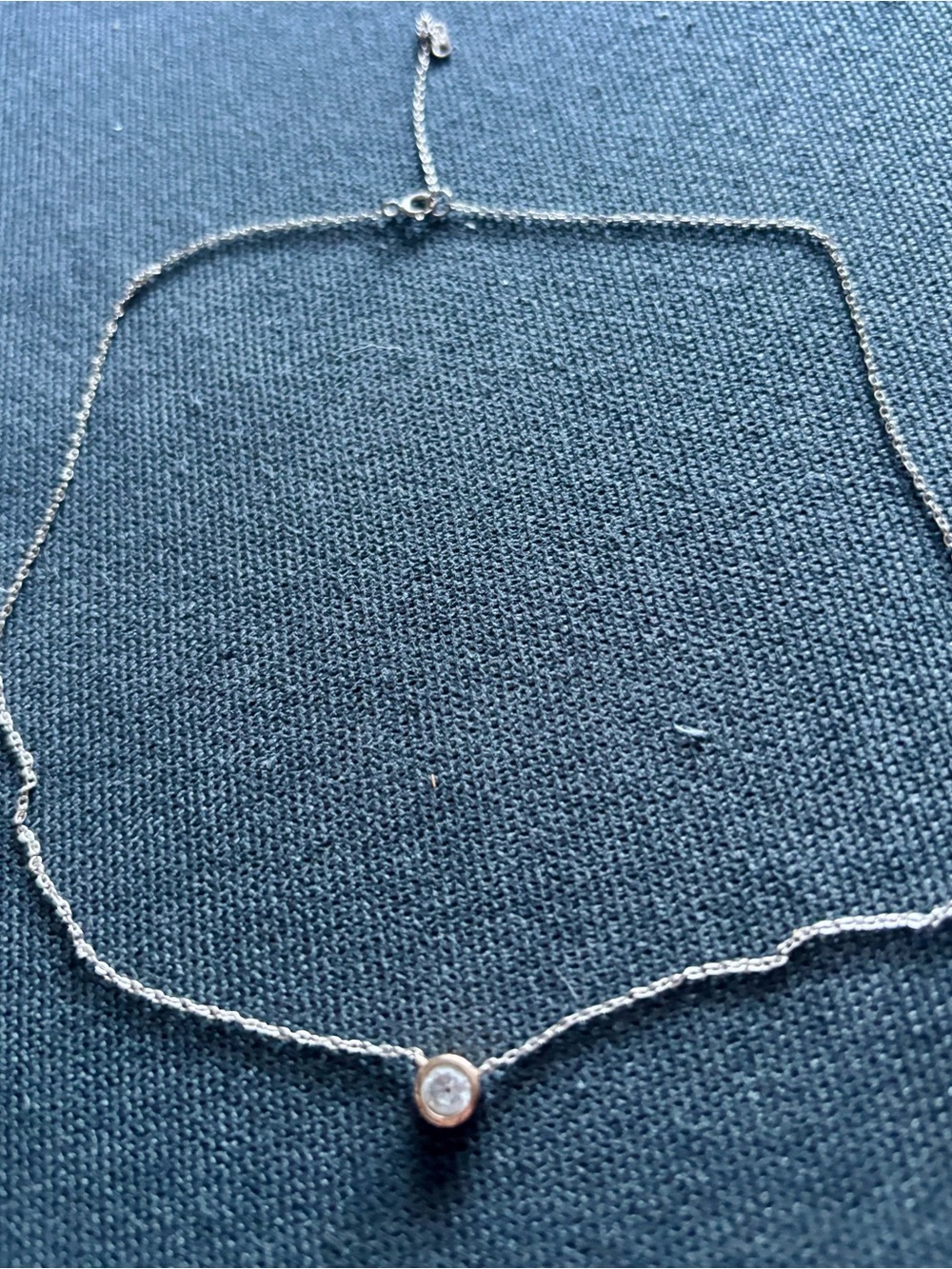 Source Unknown Silver Necklace with Clear Crystal Accent
